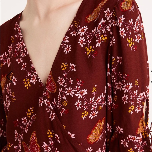 Madewell tie-sleeve wrap top Butterfly sanctuary - Picture 5 of 8